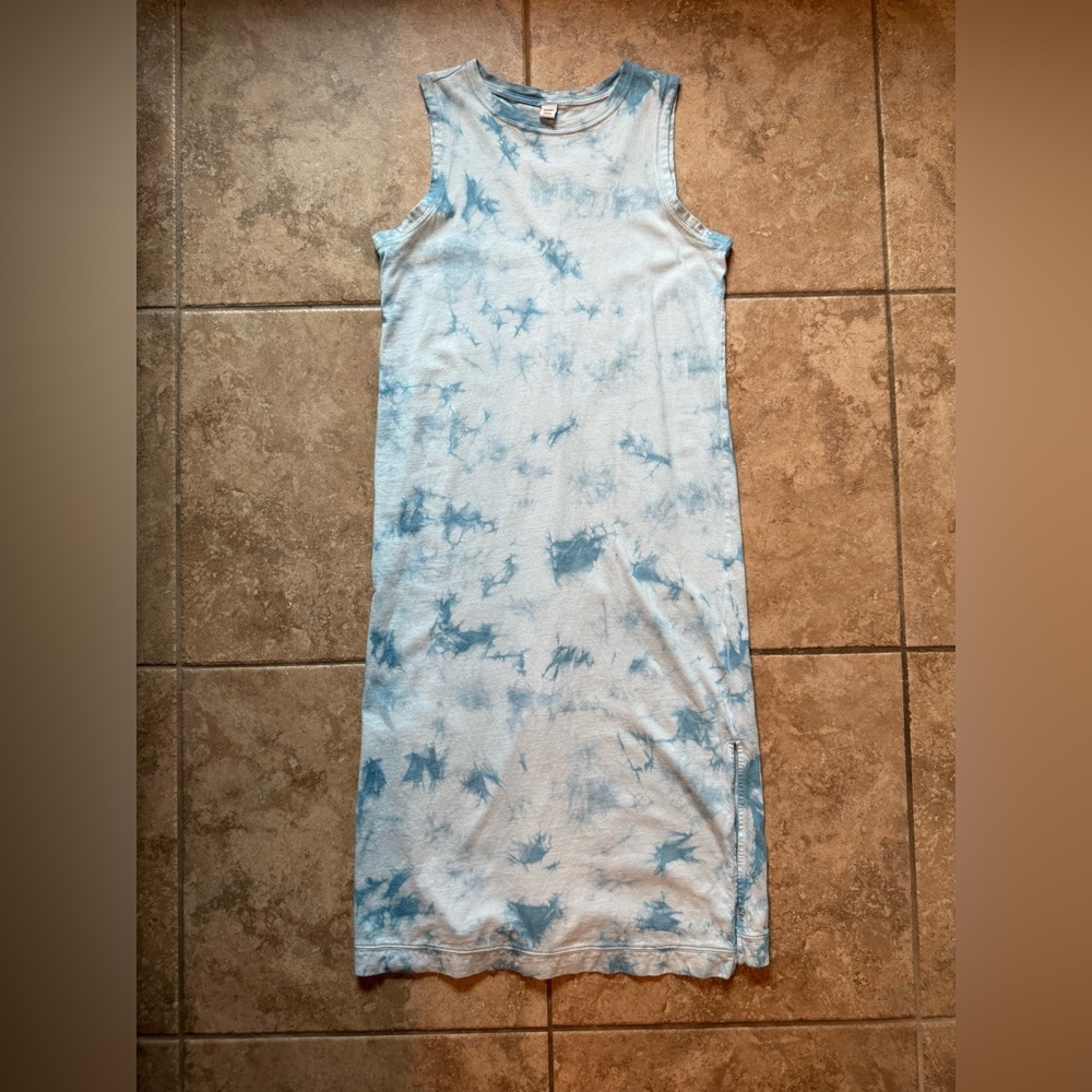 Old Navy Midi Cotton Blue Tie-Dye Dress